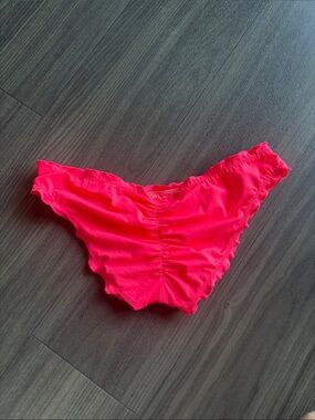 Neon Pink Ruched Bikini Bottoms